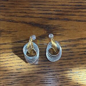 1980s Gold and Silver Hoop Earrings